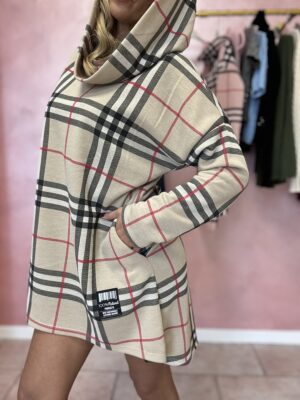 abito maxy maglia TARTAN con cappuccio vari colori