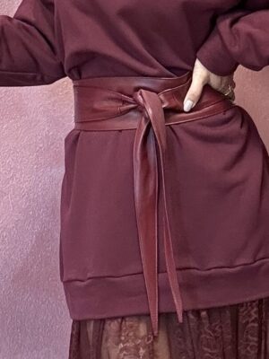 Cintura bordeaux vera pelle