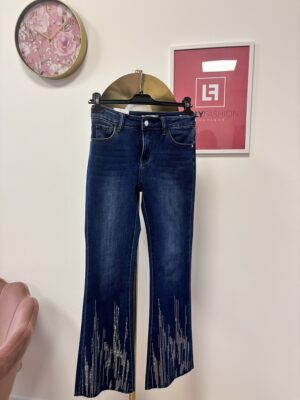 jeans a zampa con  strass