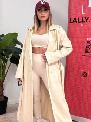 Giacca ecopelle beige